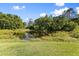 Scenic view of the pond surrounded by lush greenery, offering a tranquil and private setting at 2400 Commack Ct, New Port Richey, FL 34655