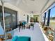 Covered patio with ceiling fans, patio furniture, and a garden at 3752 Fox Dale Ln, Holiday, FL 34691