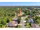 Expansive aerial view of the property, highlighting the home's location on the golf course at 5198 Legend Hills Ln, Brooksville, FL 34609