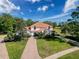 An aerial view of the house, pool and fairway, showing the home's location on the golf course at 5198 Legend Hills Ln, Brooksville, FL 34609