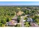 Birds eye view of a home nestled among mature trees, golf course, and lawns in a serene neighborhood at 5198 Legend Hills Ln, Brooksville, FL 34609