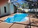 Sparkling private pool surrounded by a screened enclosure, offering a refreshing oasis for relaxation and recreation at 7508 Cypress Knee Dr, Hudson, FL 34667