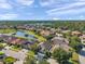 A picturesque aerial view of a well-planned community with lush landscapes, tranquil lakes, and beautiful homes at 8635 Creedmoor Ln, New Port Richey, FL 34654