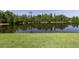 Scenic view of the community's pond with lush green surroundings at 8945 Bella Vita Cir, Land O Lakes, FL 34637