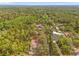 Aerial view showcasing the expansive land with mature trees, ready for a home, offering privacy and natural beauty at 9078 Birmingham Ave, Weeki Wachee, FL 34613