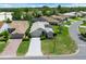 Overhead shot highlights a lovely home in a tidy neighborhood with picturesque landscaping and verdant lawns at 9400 New Orleans Dr, Weeki Wachee, FL 34613
