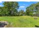 Lush backyard with a spacious lawn, mature trees, and potential for outdoor activities at 13469 Pia Ct, Spring Hill, FL 34609