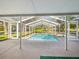 Enclosed pool area for relaxation, surrounded by a screened enclosure, and lots of bright sunshine at 196 Lark Ave, Brooksville, FL 34601