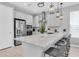 Modern kitchen with stainless steel appliances, white cabinets, stylish pendant lighting, and a spacious center island at 2815 Dudley Ave, Odessa, FL 33556