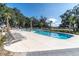 Relaxing community pool features plenty of lounge seating, mature trees, and a clean and inviting design at 3057 Riders Pass, Odessa, FL 33556