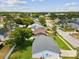 An aerial view of the home in a residential neighborhood with mature trees and well-manicured lawns at 4315 Oakland Dr, New Port Richey, FL 34653
