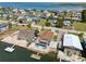 Expansive aerial view showcasing a residential waterfront community with boat docks and easy water access at 6622 Seaview Blvd, Hudson, FL 34667