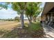 Spacious backyard with mature trees offering shade and privacy, and open green space beyond at 11241 Dollar Lake Dr # 5, Port Richey, FL 34668