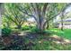 Expansive backyard featuring mature trees and lush green lawn, offering a serene outdoor space at 12709 Castleberry Ct, Hudson, FL 34667