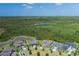 Aerial view of property lines backing to Florida preserve in gated community near a lake at 16557 Acoustic Loop, Land O Lakes, FL 34638