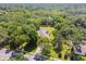 Aerial view of a home featuring a screened in pool nestled among lush trees offering peace and privacy at 18502 Winding Oaks Blvd, Hudson, FL 34667