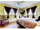 Well-lit bedroom showcases wood-look floors, ample natural light, and ceiling fan at 1919 Harpoon Dr, Holiday, FL 34690
