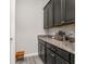 Pantry with dark cabinetry, granite countertops, and a convenient beverage station at 4910 Southern Valley Loop, Brooksville, FL 34601