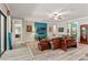 Comfortable living room with a leather sofa, television, and stylish decor elements at 4910 Southern Valley Loop, Brooksville, FL 34601