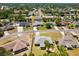 Wide aerial perspective showcasing the home's placement within a friendly neighborhood at 5341 Birchwood Rd, Spring Hill, FL 34608