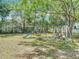 Large backyard featuring a playground set, mature trees and manicured lawn at 6203 Sumter Dr, Brooksville, FL 34602