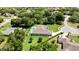 Aerial view of a single-story home with a pool, and surrounded by green landscape at 7495 Birdland Cres, Spring Hill, FL 34607