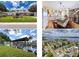 Collage of home showcasing the front exterior, kitchen, boat dock, and aerial view at 75 N Canal Dr, Palm Harbor, FL 34684