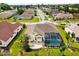 Aerial view of house with screened-in pool, patio, landscaping, in a beautiful neighborhood at 8137 Morning View Dr, Hudson, FL 34667