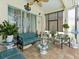 Covered lanai offering a cozy seating area with bright furniture and views of the outdoors at 8137 Morning View Dr, Hudson, FL 34667