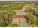 Overhead view of well-maintained community tennis courts surrounded by trees at 8137 Morning View Dr, Hudson, FL 34667