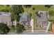 An aerial view of a backyard pool and patio for outdoor enjoyment at 888 Royal Birkdale Dr, Tarpon Springs, FL 34688