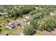 Aerial image of a house with a screened-in pool, mature trees, and an expansive yard at 9088 Gallup Cir, Spring Hill, FL 34608