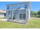 Backyard view featuring a screened-in patio, perfect for enjoying the outdoors bug-free at 10238 Perthshire Cir, Land O Lakes, FL 34638