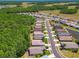 An aerial shot of a neatly planned community with homes lining a long street, adjacent to lush green spaces and mature trees at 1119 Dustan Pl, Trinity, FL 34655