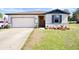 Charming single-story home featuring a well-maintained lawn, inviting front door, and a convenient two-car garage at 13205 Arkendale St, Spring Hill, FL 34609