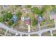 Overhead view displays a well-kept home with a fenced yard, inviting screened pool, and a lush, green outdoor space at 13373 Lawrence St, Spring Hill, FL 34609