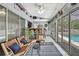 Enclosed lanai with a view of the pool features a bar with stools, seating and decor at 13373 Lawrence St, Spring Hill, FL 34609