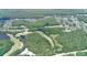 High-angle shot of a scenic neighborhood amid lush greenery, a golf course, and sparkling ponds at 15906 Prince William Pl, Odessa, FL 33556