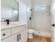 Modern bathroom featuring a stand up shower and updated vanity at 15906 Prince William Pl, Odessa, FL 33556