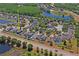 Picturesque aerial view of a neighborhood showcasing houses, roadways and surrounding ponds at 18061 Glastonbury Ln, Land O Lakes, FL 34638