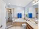 Bathroom featuring a soaking tub, walk-in shower and natural light at 18061 Glastonbury Ln, Land O Lakes, FL 34638