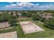 Aerial view of a community park featuring a playground and basketball court at 1810 Winsloe Dr, Trinity, FL 34655