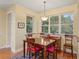 Cozy dining room features a wood table, chairs, and large windows with wooded views at 3431 Riderwood Dr, Dade City, FL 33523