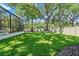 Expansive backyard offering ample green space and a screened patio, perfect for outdoor activities and enjoying nature at 520 Lafayette Blvd, Oldsmar, FL 34677
