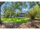 Scenic backyard with a screened patio, mature trees, and a well-maintained lawn, creating a tranquil outdoor oasis at 520 Lafayette Blvd, Oldsmar, FL 34677