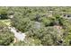 Aerial view of a charming home surrounded by lush trees, featuring a screened pool, and a serene atmosphere at 7233 Royal Oak Dr, Spring Hill, FL 34607