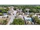 An aerial perspective of a residential area showcasing homes with inviting backyard pools, surrounded by lush trees at 8600 N Briar Patch Dr, Port Richey, FL 34668