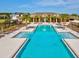 Stunning community pool featuring crystal clear water, poolside seating, landscaping, and community amenities at 8630 Campus Woods Way, New Port Richey, FL 34655