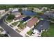 Aerial view of a suburban neighborhood showcasing community ponds and lush landscaping at 1006 Sweet Jasmine Dr, Trinity, FL 34655