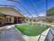 Backyard view of the home's enclosed pool area, complete with a patio, screen enclosure, and privacy at 10228 Beechcraft St, New Port Richey, FL 34654